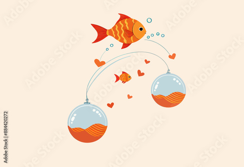 Fantasy Fish Eggs and Heart Ornaments