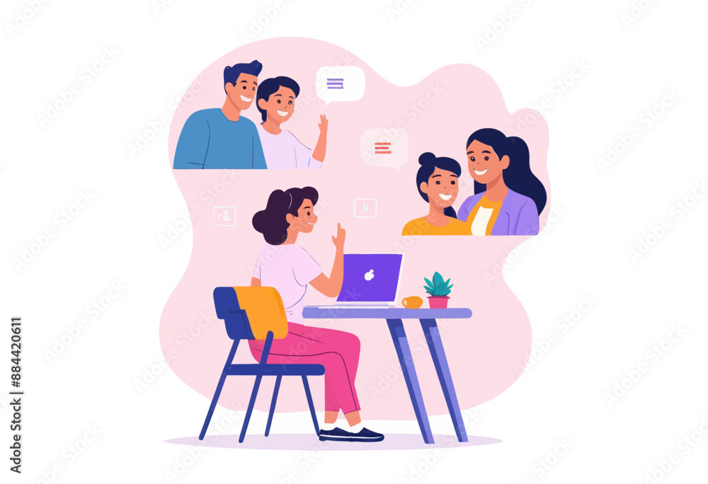 Friendly Interaction: A Group of People Engaging in a Video Call Friendly Interaction: A Group of People Engaging in a Video Call