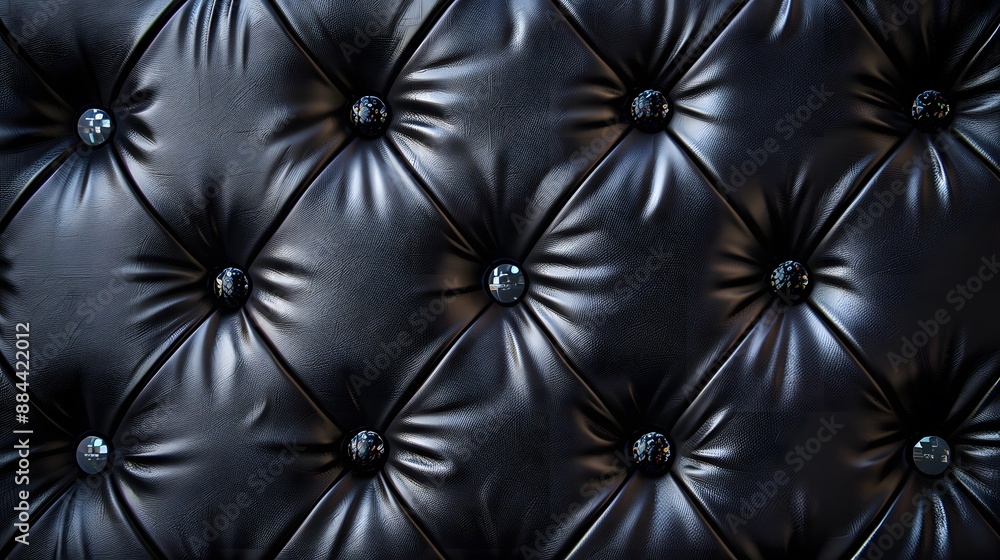 Leather texture surface with luxury seamless sewing thread diamond square shape pattern in black color for background wallpaper and design, closeup Leather texture surface with luxury seamless sewing thread diamond square shape pattern in black color for background wallpaper and design, closeup