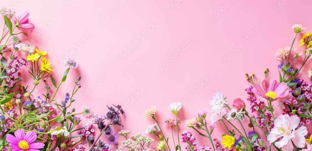 Floral Border on a Pink Background Floral Border on a Pink Background