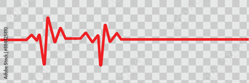 Heart rate monitor line vector isolated on transparent background. Heart rate pulse rhythm line  Vector illustration .