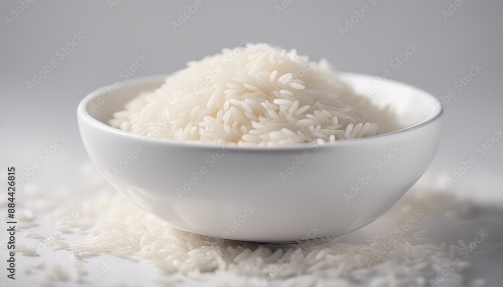 Fresh tasty rice in a white bowl isolated on white background Fresh tasty rice in a white bowl isolated on white background
