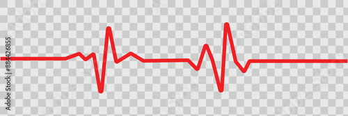 Heart rate monitor line vector isolated on transparent background. Heart rate pulse rhythm line  Vector illustration .