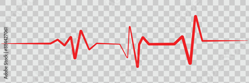 Heart rate monitor line vector isolated on transparent background. Heart rate pulse rhythm line  Vector illustration .