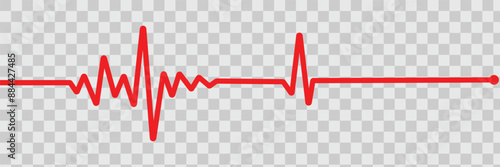 Heart rate monitor line vector isolated on transparent background. Heart rate pulse rhythm line Vector  illustration.