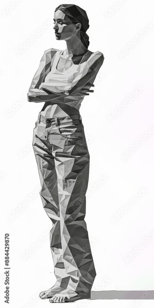 Standing Supermodel Businesswoman in Papermache Style Standing Supermodel Businesswoman in Papermache Style