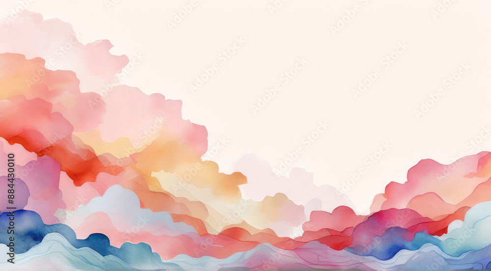 Abstract art with geometric pattern vector. clouds landscape design with pastel colorful watercolor texture. Natural background with Asian cloud elements. asian pacific heritage concept Abstract art with geometric pattern vector. clouds landscape design with pastel colorful watercolor texture. Natural background with Asian cloud elements. asian pacific heritage concept