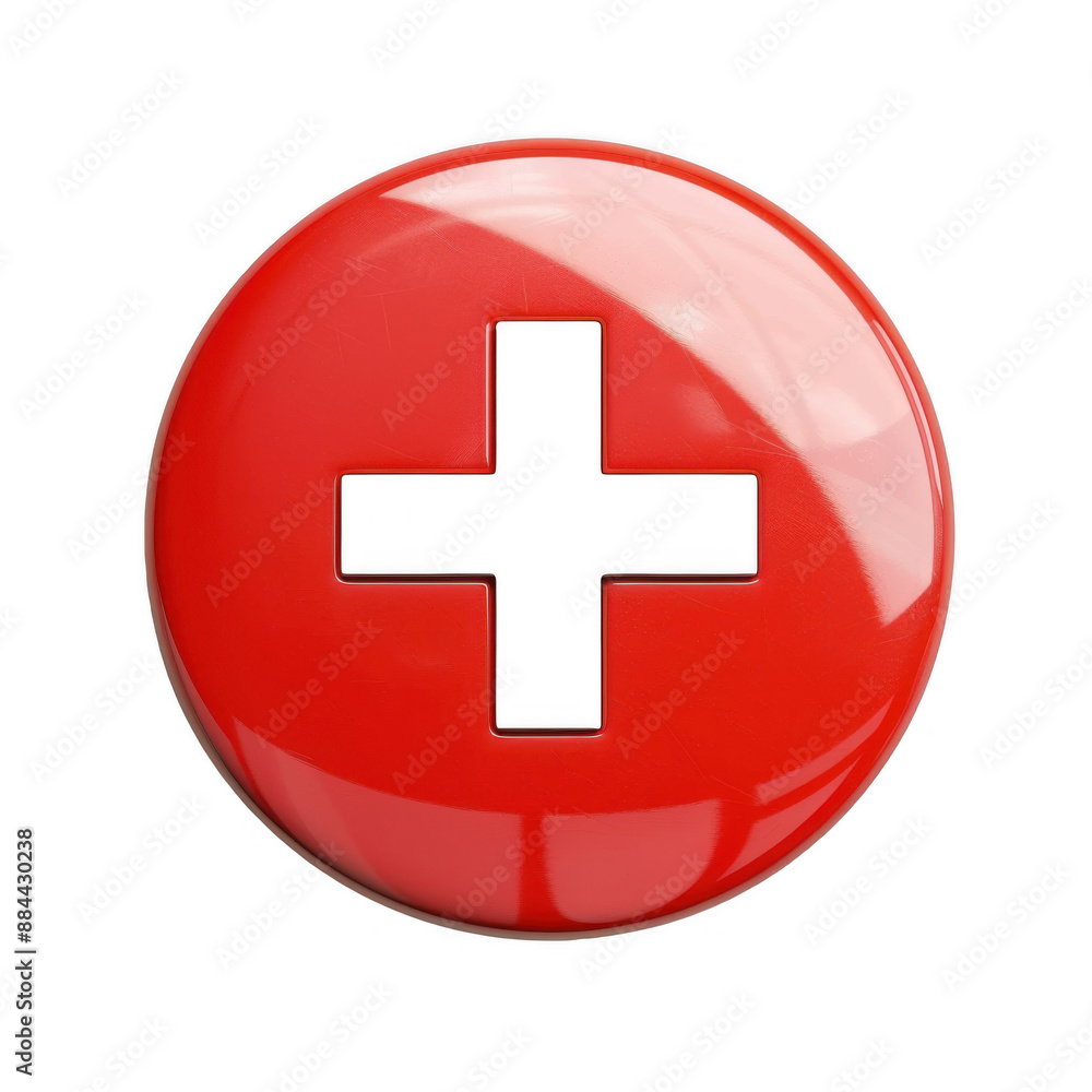 Red Button with White Cross Red Button with White Cross
