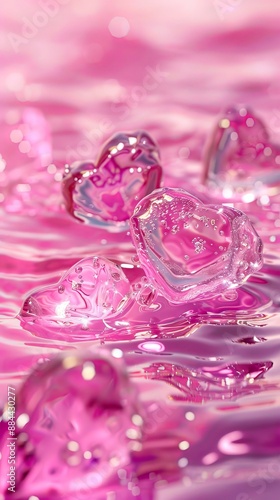 Pink hearts in water. © VISUAL BACKGROUND