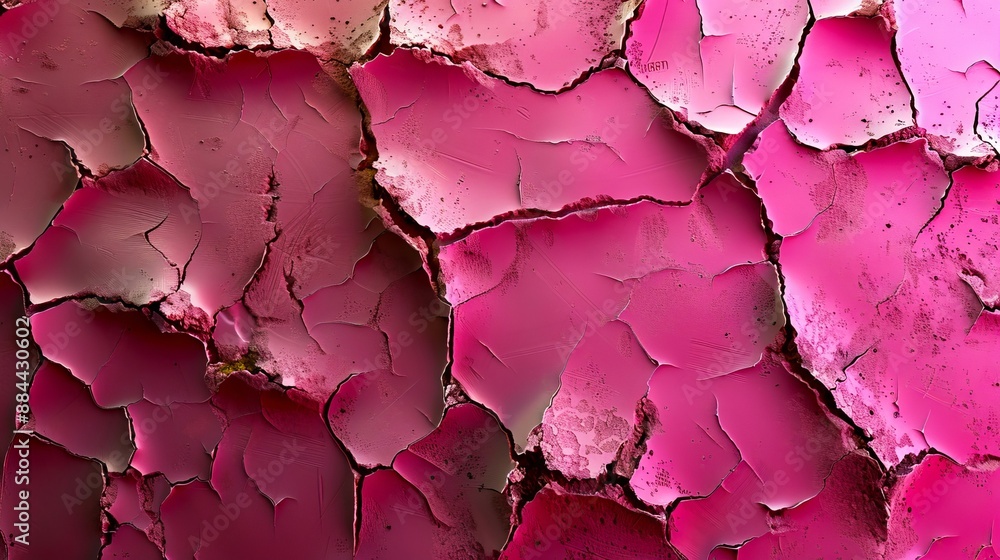 Obraz premium A close up of a pink paint peeling off the wall.