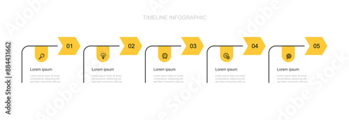 Creative template vector infographic with 5 step line for banner information and business presentation 