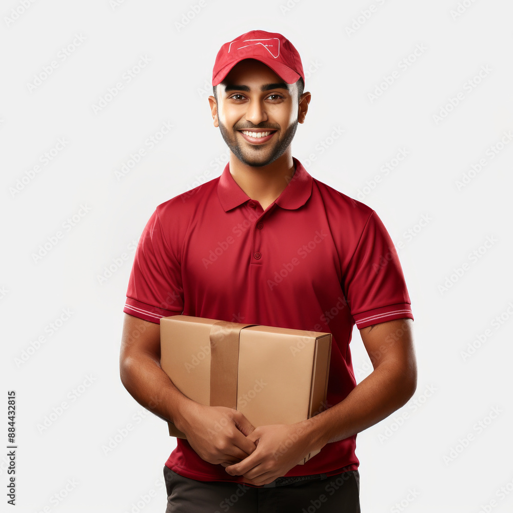 Full-Body Portrait of Smiling Pakistani Delivery Boy Full-Body Portrait of Smiling Pakistani Delivery Boy