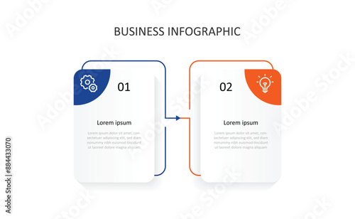 Template vector infographic with icons and 2 step process 