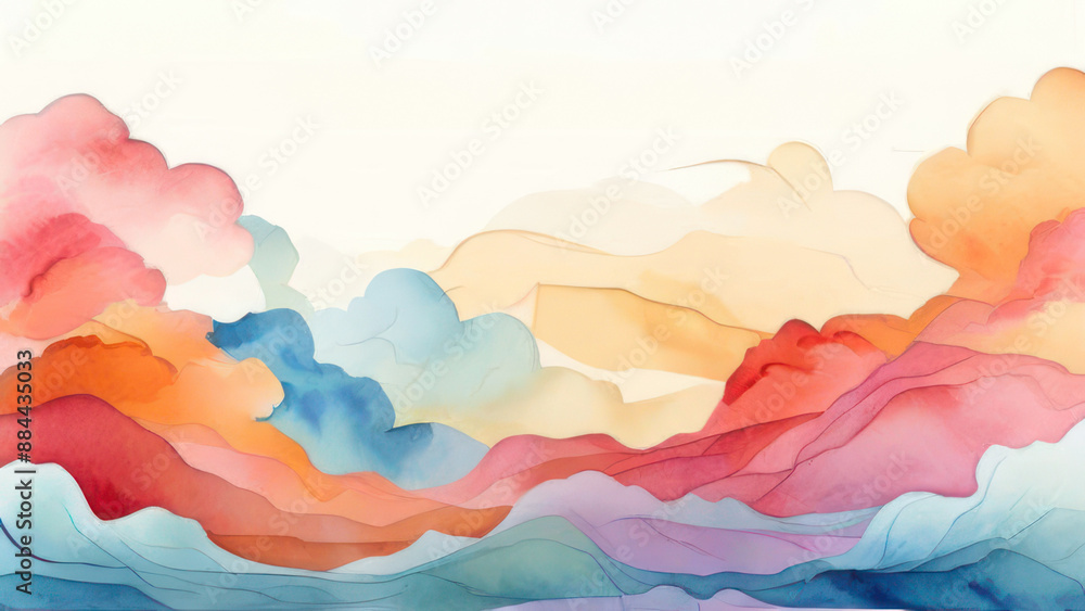 Abstract art with geometric pattern vector. clouds landscape design with pastel colorful watercolor texture. Natural background with Asian cloud elements. asian pacific heritage concept Abstract art with geometric pattern vector. clouds landscape design with pastel colorful watercolor texture. Natural background with Asian cloud elements. asian pacific heritage concept
