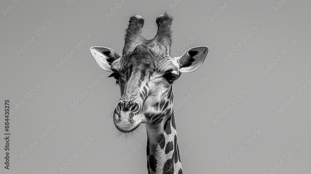 Obraz premium Giraffe Portrait in Black and White