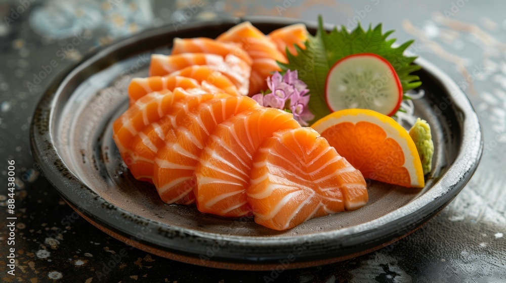 The national cuisine of Japan. Salmon sashimi. The national cuisine of Japan. Salmon sashimi.