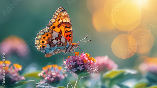 Butterfly on the flower. Beautiful extreme close-up.