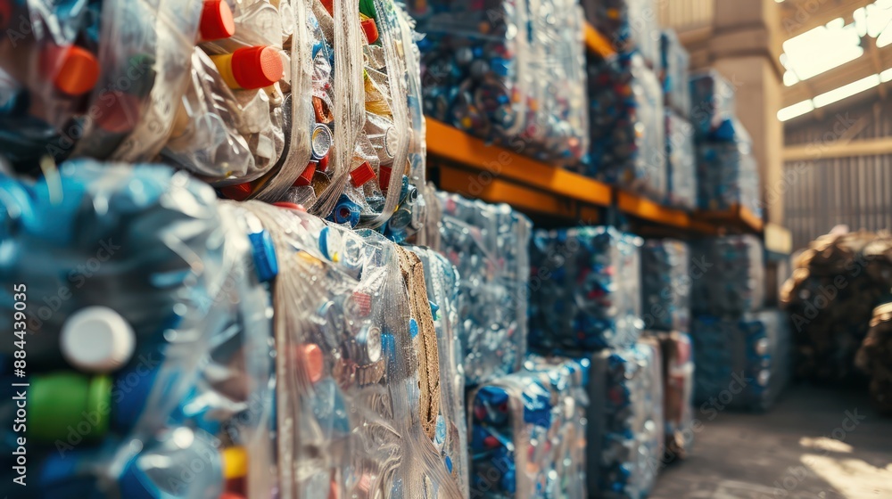 Fototapeta premium Packaging materials being prepared for recycling in reverse logistics.