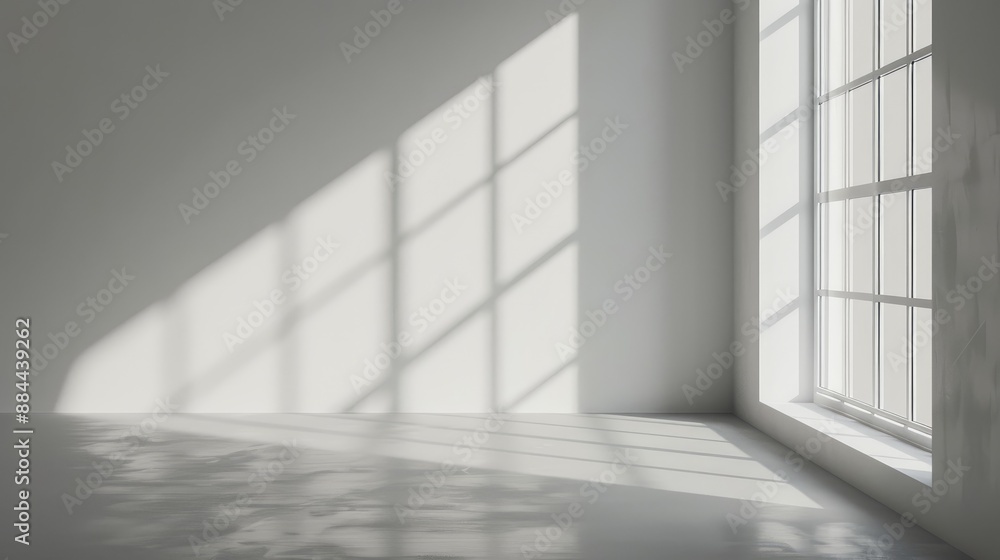 Shadow on White Wall in Sunlit Empty Interior Shadow on White Wall in Sunlit Empty Interior