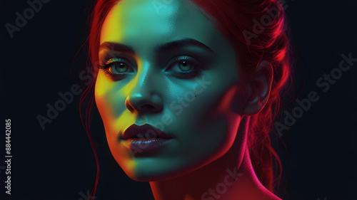 Wallpaper Mural Illustration portrait of a woman with neon colors Torontodigital.ca