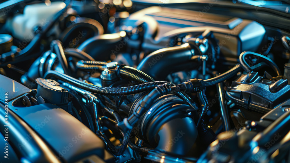 car engine with black hoses.generative ai car engine with black hoses.generative ai