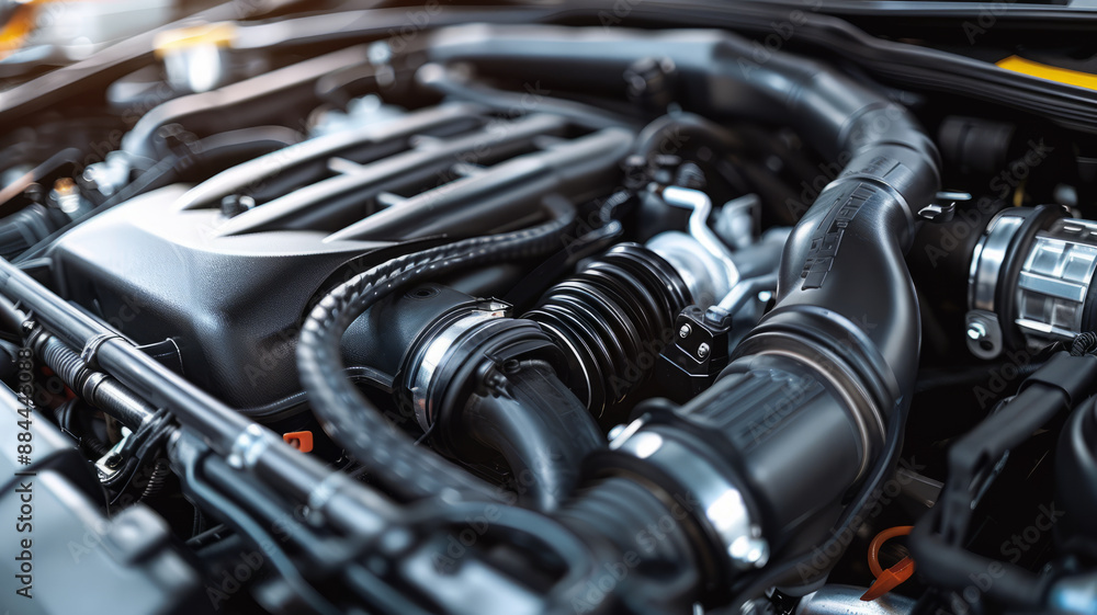 car engine with black hoses.generative ai car engine with black hoses.generative ai