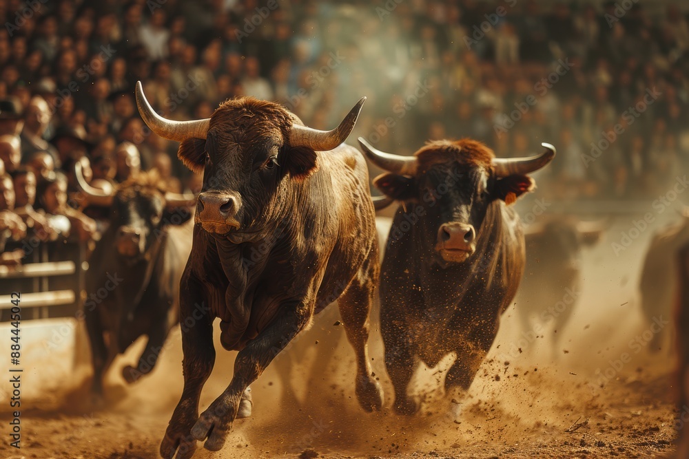 Bulls Charge Into the Spanish Bullring Bulls Charge Into the Spanish Bullring