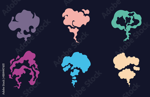 Smell cloud bad stink smelly armpit isolated set. Vector flat graphic design illustration