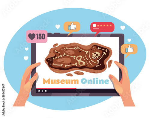 Online internet museum gallery technology concept. Vector graphic design illustration