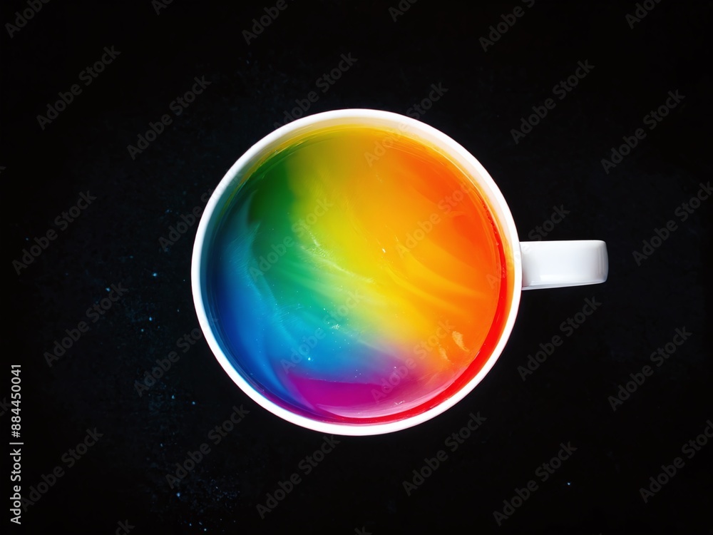 custom made wallpaper toronto digitalWhite mug filled with rainbow liquid on black surface