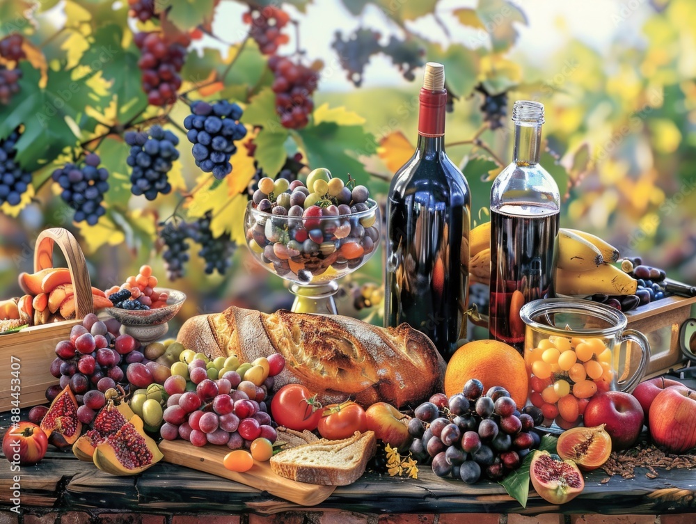 A variety of foods on a table, including desserts, snacks, and main courses A variety of foods on a table, including desserts, snacks, and main courses