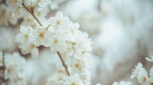 Beautiful white blossoms on a tree during spring outdoors