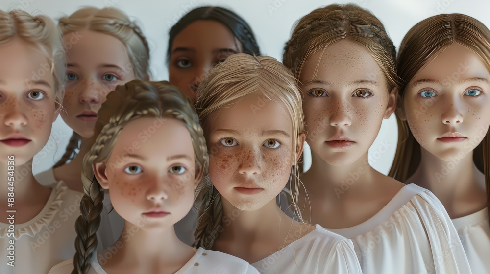 Fototapeta premium A group of young girls standing next to each other created with Generative AI technology