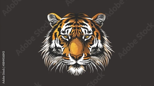 A vibrant vector illustration featuring the fierce face of a tiger, with bold colors and sharp details, capturing the wild and powerful essence of this majestic animal.