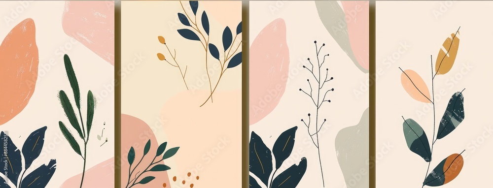 Abstract Botanical Wall Art Prints Set of 4 Abstract Botanical Wall Art Prints Set of 4