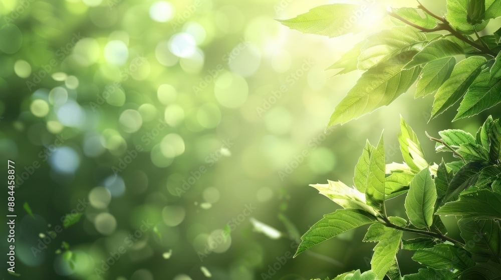 Blurred green leaf background with sunlight and copy space representing natural plants and ecology Blurred green leaf background with sunlight and copy space representing natural plants and ecology