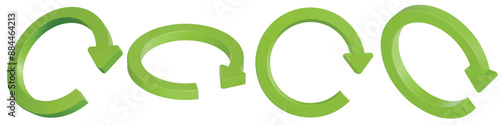 Isolated Green Widely Recycled Symbol with Different Angles View