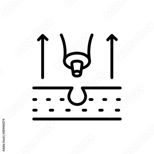 Skincare, Removing Blackhead, Unclog pores. Cosmetic tools. Electric facial cleanser sign. Facial cleansing Home Beauty Device outline icon. Isolated vector simple symbol.