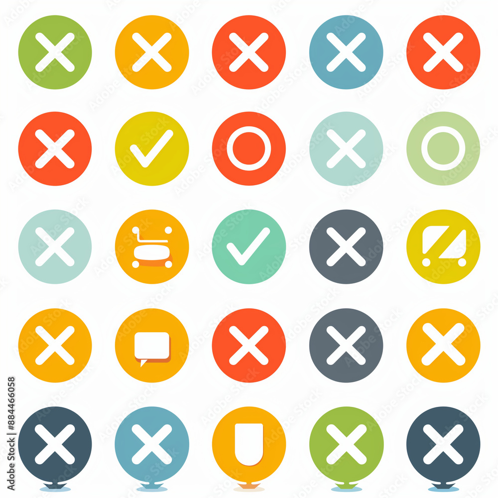 A row of colorful X's with a variety of shapes and sizes. The X's are arranged in a grid pattern and are of different colors A row of colorful X's with a variety of shapes and sizes. The X's are arranged in a grid pattern and are of different colors
