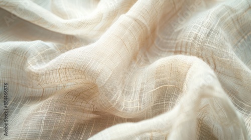 Natural and raw The unbleached and undyed fibers of cotton muslin are showcased in this closeup texture image giving off a rustic and natural vibe