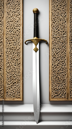 a sword on the golden wall  photo