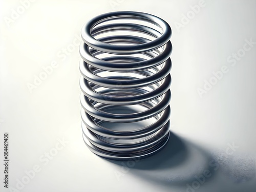 Flexible iron tube spiral spring in abstract white background