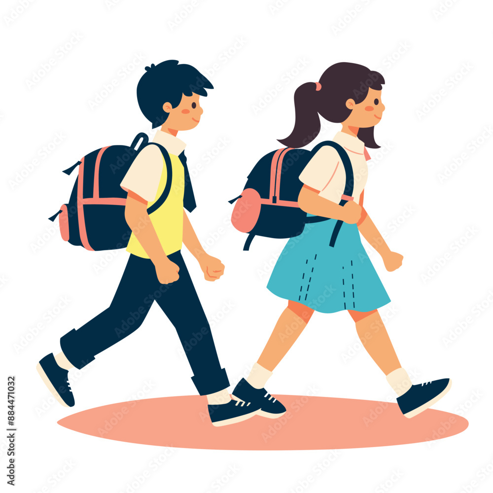 Fototapeta premium Back to School - kids - boy and girl