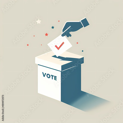 minimalist vector illustration ballot box voting paper inserted