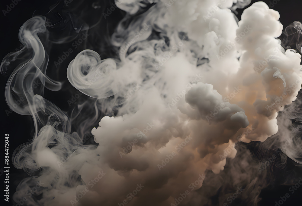 Naklejka premium Abstract image of swirling white smoke on a dark background, creating a sense of movement and fluidity.