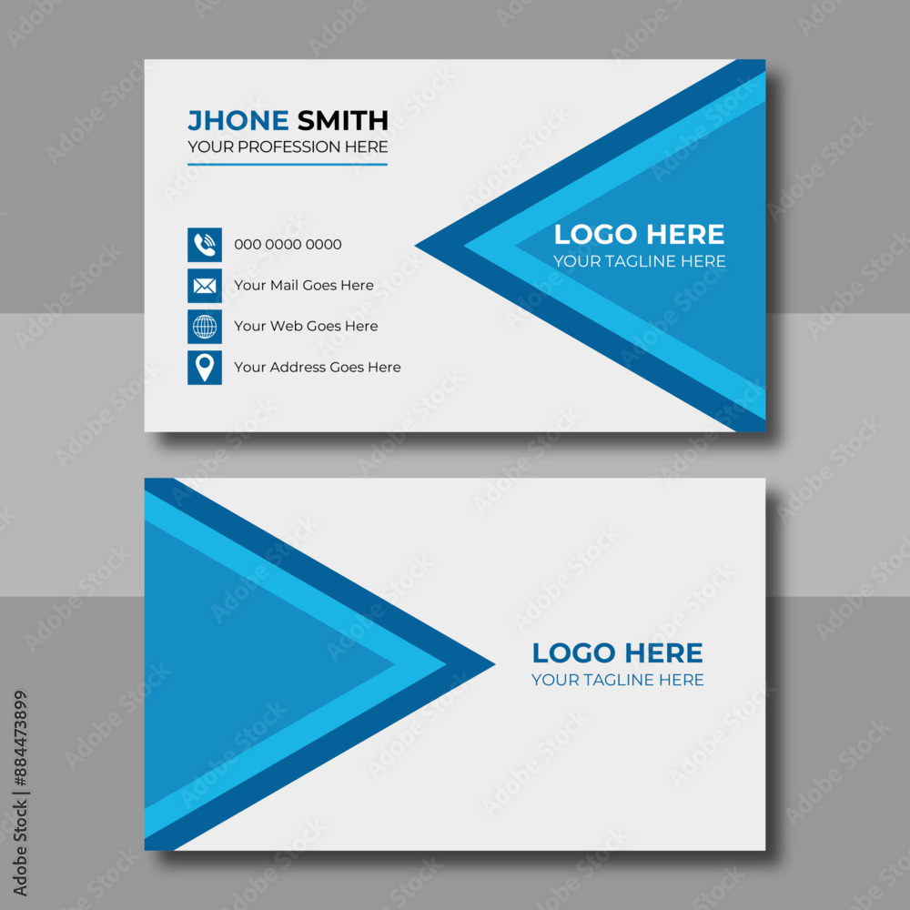 Business card template. Double sided business card design for business and personal use. Vector illustration, print ready Business card template. Double sided business card design for business and personal use. Vector illustration, print ready