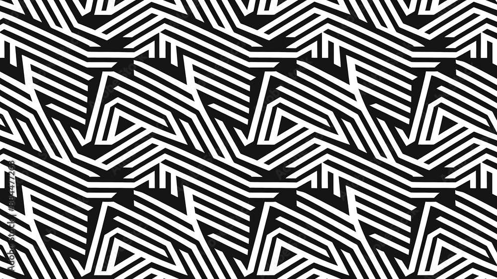 Black geometric shapes Seamless Pattern on White Background Black geometric shapes Seamless Pattern on White Background