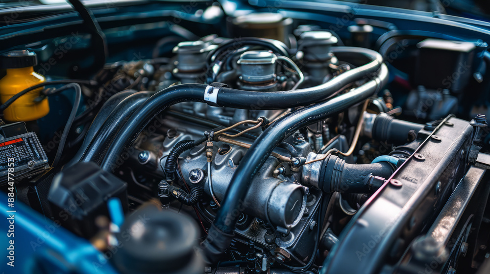 car engine with black hoses.generative ai car engine with black hoses.generative ai