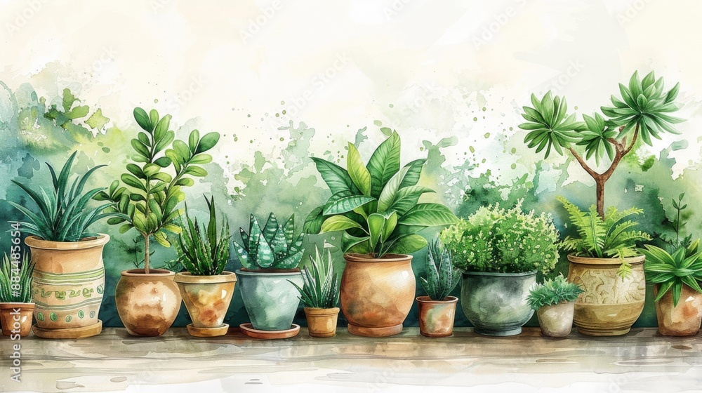 Assorted indoor plants in pots - generative ai Assorted indoor plants in pots - generative ai