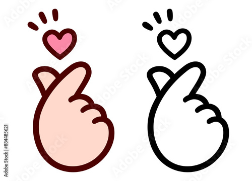 Cute cartoon finger heart gesture